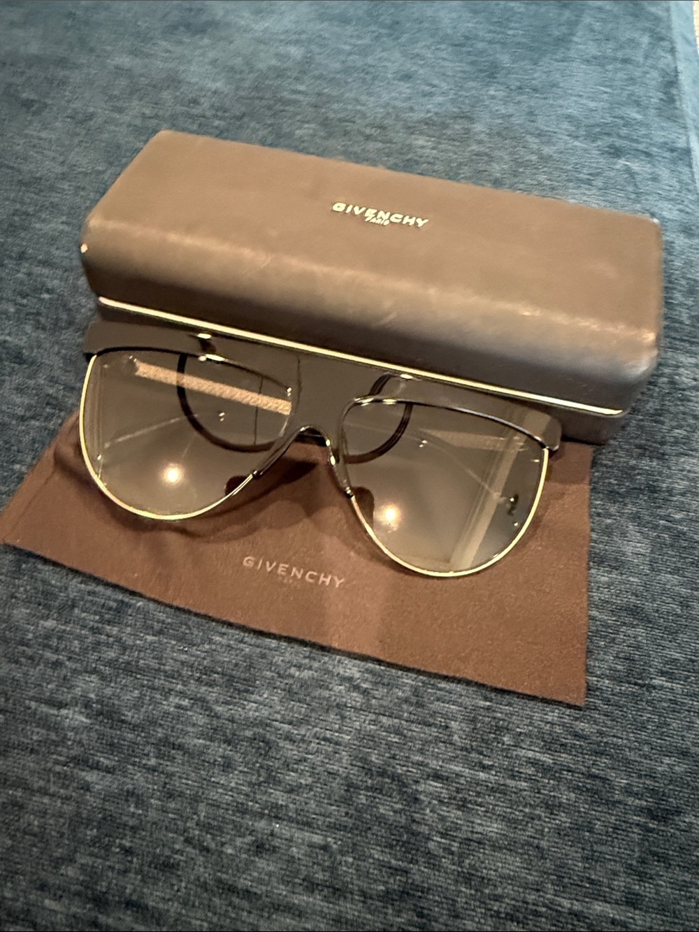 Givenchy Women's Black and Gold Shield Sunglasses